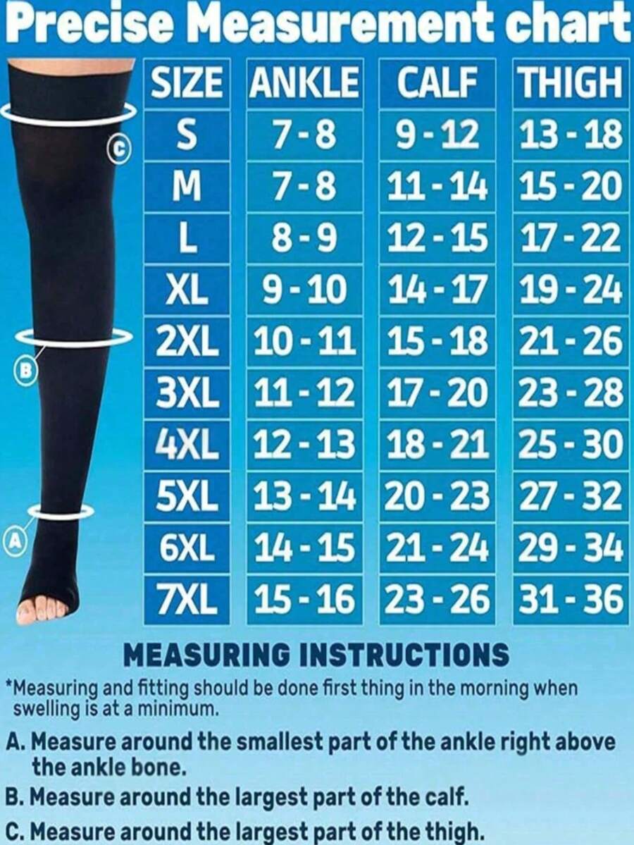 2 paires de chaussettes de compression hautes de la cuisse de couleurs mélangées, tailles 2XL-7XL, chaussettes de sport, fitness, course à pied, orteils ouverts - Multicolore - Voir 1
