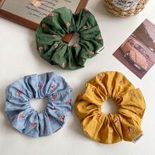 1个布艺刺绣花朵发圈，适合扎马尾辫、盘发，日常佩戴，也适合派对、节日、四季佩戴。 - 彩色 - 查看 5