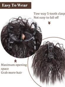 合成卷发发髻，接发，合成假发，波浪卷发，大号发髻带蓬松发片，适合女性日常派对使用 - 彩色 - 查看 3