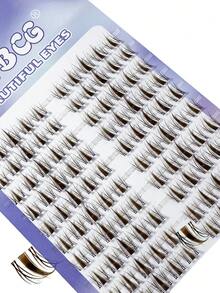 100片C型卷翘棕色动漫风透明茎簇状假睫毛，自然纤长，漫画设计，单根假睫毛，适合DIY - C - 查看 9