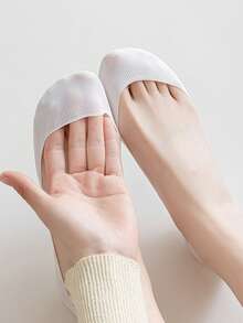 1/5/10 双装女士 3D 船袜 透气加厚蝴蝶结足部按摩保健隐形袜 硅胶防脱丝质减震船袜 - 彩色 - 查看 5