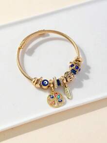 1件可调节不锈钢手链，饰有恶魔之眼、生命之树和口红吊坠，适合作为派对首饰礼物、情人节礼物、母亲节礼物送给女性。 - 惡魔之眼 - 查看 2