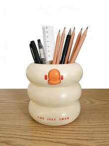 1pc 80g Unique Plastic Duck Shaped Desktop Organizer - Pen Holder & Makeup Brush Rack, Suitable For Office, Home, Students, Back To School Essential - one-size - View 7