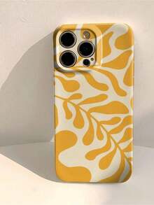 1件装极简时尚艺术植物叶子图案穿孔亮面丝质手机硬壳，兼容三星/ 11/12/13/14/15/16/17 Pro Max - 彩色 - 查看 6