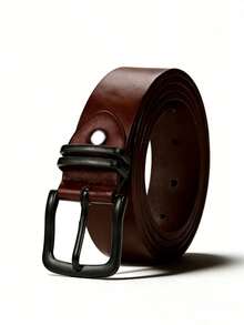 1条男士鳄鱼纹压花真皮腰带，哑光黑色合金扣，商务休闲及牛仔裤皆宜 - 彩色 - 查看 13