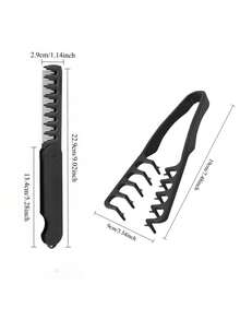 2pcs Retro 2-In-1 Comb, 1pc Styling Comb, Portable Foldable Men's Pompadour Double-Tooth Comb - 2pcs One Ribbed Comb + One Hair Parting Comb - View 2