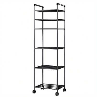 Estanterías Flotantes de Cocina, Estante de Almacenamiento Rodante de 6 Niveles, Estante de Almacenamiento Metálico Multicapa, Organizador de Cocina de Montaje DIY, Estante Móvil para Despensa, Unidad de Almacenamiento de Pie, Estante de Uso Rudo Resistente al Óxido, Estante de Pie