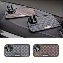 ¡Combinando moda y practicidad! Alfombrilla antideslizante resistente al calor con rejilla, puede girar y sostener su teléfono de manera estable, creando una nueva experiencia de almacenamiento refinada en el automóvil. - Talla única - Ver 1