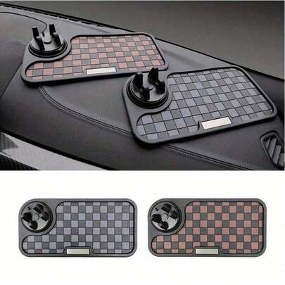 ¡Combinando moda y practicidad! Alfombrilla antideslizante resistente al calor con rejilla, puede girar y sostener su teléfono de manera estable, creando una nueva experiencia de almacenamiento refinada en el automóvil.