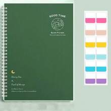 Papel de recambio rayado B5, verde minimalista + 120 unidades de notas adhesivas verdes - Multicolor - Ver 10