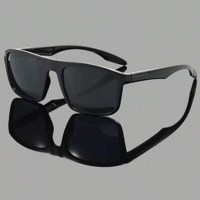 1副复古时尚PC材质方形全框眼镜，适合工作、商务、户外驾驶等场合。