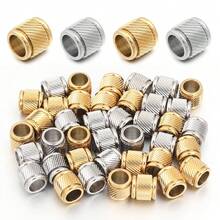 5/10颗/包 不锈钢凹槽隔珠，时尚手链项链制作珠子，低过敏性珠宝制作材料，DIY珠宝配件 - 斜紋柱大孔珠 - 查看 2