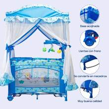 Corral Bebe Toldo Cuna Movil Mosquitero Plegable 4 Colores Rosa - Azul - Ver 5