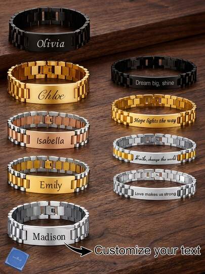 1pc Casual Stainless Steel Bracelet Bangle, Engraved Gift Box Christmas, Birthday - Suitable For Men, Husband, Dad, Boyfriend, Family, Friends, Graduation, Anniversary, School Supplies, Back To School, School Gift, For Office, For School, For Classroom, For Colleague, For Dorm Rooms, Junior High School Students, Middle School Students, Sophomore, Underclassmen, Casual, Ideal Gifts For Him, Ideal Gifts For Her, Her, Boyfriend, Girlfriend, Dad, Mom, Family, Friends, For Birthdays, For Graduation, For Prom, For Party