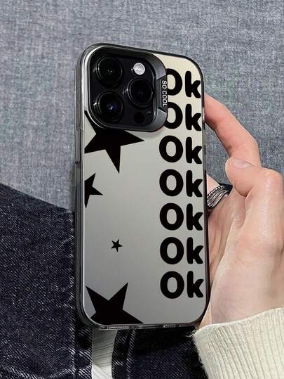 全新创意时尚IMD激光手机壳系列，OK文字星形图案，经典混合材质，防震防滑，兼容 17/17Air/17Pro/17ProMax、16/16Plus/16ProMax、15、14、13、12、11系列，也适用于Galaxy S22、S23、S24、S25 Plus Ultra系列，是复活节礼物、圣诞节/万圣节装饰/生日礼物的理想之选，送给情侣、女朋友、男朋友、朋友或自己都非常合适。