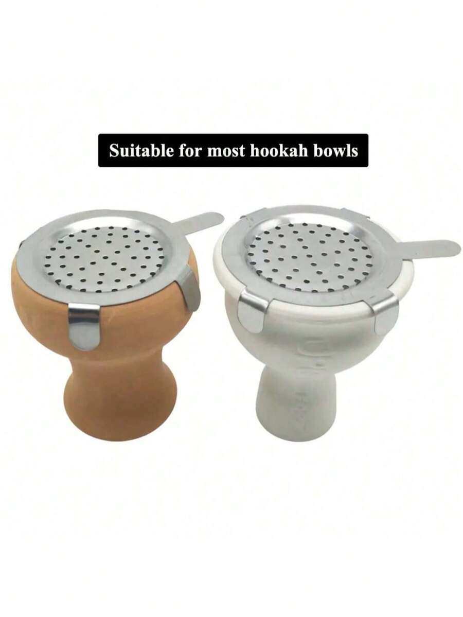 Set de 3 piezas de accesorios para shisha: soporte de carbón metálico, pantallas para fumar, accesorios para hookah, artículo del hogar, partición de carbón, idea de regalo única - Unitalla - Ver 1
