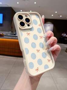 Soft Milky White & Blue Polka Dot Red Bow 17 AIR Pro Max Phone Case, Shockproof Matte Protective Cover Compatible With Iphone 16 Pro Max, 15 Pro, 14, 13, Girly - Takatake Antique White - View 6