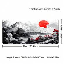 大型水墨中国建筑山云图案电脑游戏鼠标垫，办公桌垫，缝边防滑设计，返校季游戏鼠标垫，办公桌配件，文具，桌面配件，鼠标垫 - 查看 15