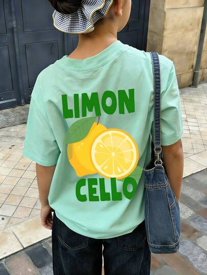 1 chiếc áo thun ngắn tay in họa tiết dành cho bé gái tuổi teen, quần áo học sinh, quà tặng mùa hè cho trẻ em.