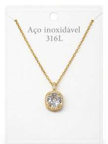 Women's Gold Or Silver Necklace With A Cubic Zirconia Pendant In Genuine 316L Stainless Steel. - 黃金和白銀 - 查看 8