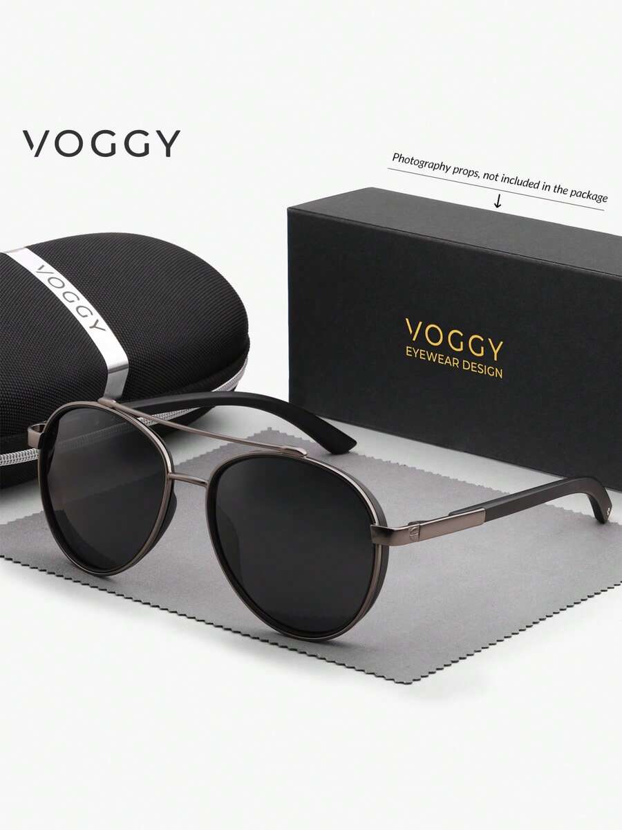 VOGGY 时尚极简复古金属 TR90 UV400 偏光太阳镜，男女通用，适合运动驾驶、户外骑行、钓鱼、旅行、派对装饰道具及礼品