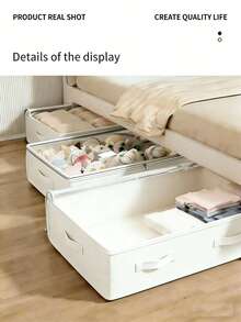 1 hộp đựng đồ dưới gầm giường siêu rộng, thiết kế ngăn kéo phẳng dung tích lớn, thích hợp để đựng quần áo, chăn, đồ dùng theo mùa, tiết kiệm không gian khung giường, hộp đựng đồ đa năng cho tủ quần áo gia đình - Nhiều màu - Xem 1