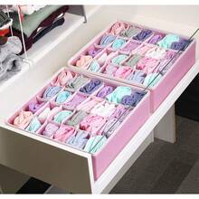 1pc/2pcs Underwear Storage Box With Drawers And Dividers, 24-Grid Drawer Type Storage Box Suitable For Socks, Underwear, Ties And Handkerchiefs - Soft Pink - Pink (white Edge) - View 4