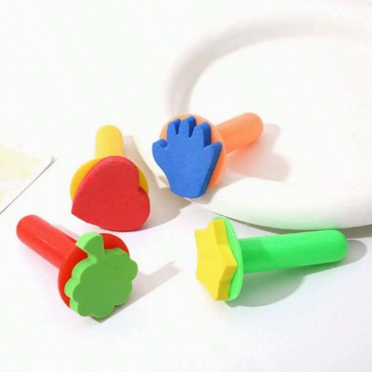 12pcs Sponge Painting Stamps, Student DIY Art Craft Set, Valentine's Day, Birthday Gift - Pattern Stamp - View 5