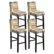 1/2/4/6pcs Stretch Printed Bar Stool Chair Covers, Home & Hotel Use - Square Lines - View 10