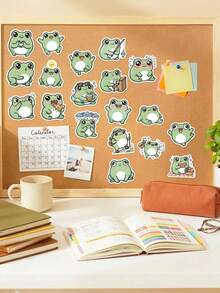 56 piezas Paquete de pegatinas diarias de ranas lindas, suministros creativos de cuaderno y planificador para niños, pegatinas de decoración, suministros de scrapbooking para manualidades de niños, pegatinas de dibujos animados de Kawaii para diarios y scrapbooking, para botellas de agua, portátiles y manualidades - Multicolor - Ver 5