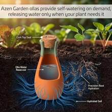 Plant Watering Globes - Terracotta Self Watering Planter Insert - Watering Bulbs for Outdoor and Indoor Plants with Easy Top Refill System - Set of 4 Ollas - Beige azul verde gris - Ver 3