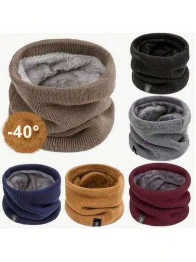 1pc Thick & Soft Solid Color Fleece Scarf, Warm & Stretchy Neck Gaiter, Unisex For Outdoor Activities, Camping, Hiking, Skiing, Cycling, Daily Use, 2 Color Options, Machine Washable, Perfect Gift