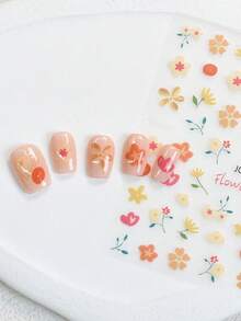 3/6张可爱花朵美甲贴纸雏菊花卉美甲贴花可爱春季美甲 - 彩色 - 查看 7