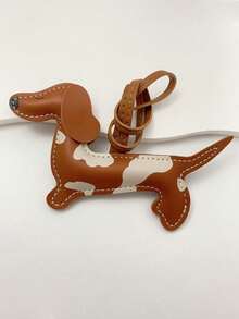 1pc PU Leather Dachshund Keychain - Handmade Cartoon Dog Bag Charm, With Cute Puppy Design, Suitable For Keys, Backpacks Or Car Accessories, Packaging Decor | Cartoon Dog Design | Colorful Keyring, Dog Accessories - màu nâu - Xem 7