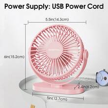 Sweetfull Mini Desktop Electric Fan, 3-Speed Adjustable/USB Cable Powered/With Hook/Suitable For Spring And Summer Use, Applicable For Study, Bedroom, Living Room, Office, Lounge - USB Powered Version - View 3