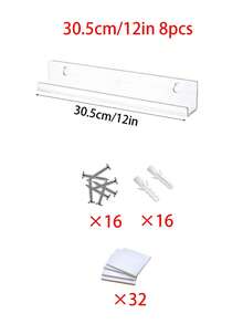 1/2/4/6/8-Piece Set Of 12-Inch/4-Inch Transparent Acrylic Nail Polish Holders, Wall-Mounted, Nail Polish Storage Boxes And Shelves - Clear - View 14