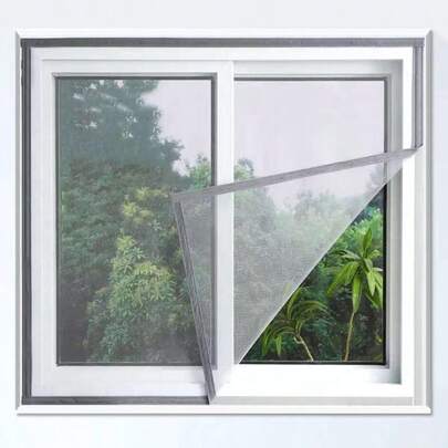 DIY Self-Adhesive Window Screen, Includes Adhesive Tabs. No Need For Drilling To Install Mosquito Netting. Suitable For Sliding And Fixed Windows. Easy To Install And Clean. Available In Various Sizes (Black/Gray/White).