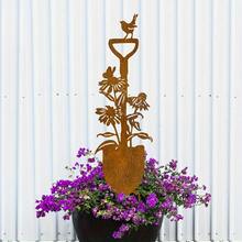 1 pieza de arte decorativo plano 2D para jardín rústico con diseño de pájaros y lirios - decoración exterior, estaca de suelo para patio, valla o patio, decoración de jardín - Negro - Ver 6