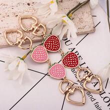 Fashionable Women's Bag Extension Chain With Cherry Pearl Bow Pendant, Strawberry Extension Chain Bag Pendant, Red/Pink Strawberry Cherry Bag Shoulder Strap, Girl's Bag Decoration, Shoulder Bag, Handbag Extension Metal Chain, Exquisite Decoration - BG00118-02 - 查看 8
