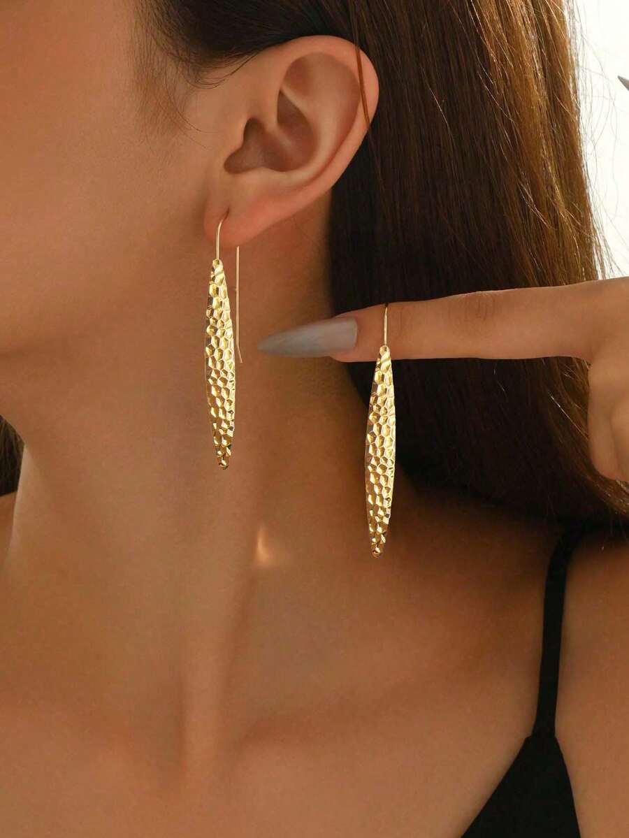 1 Đôi bông tai nữ thời trang hình học dạng thanh, kiểu dáng tối giản, đa năng, phù hợp cho cả trang phục hàng ngày và thường ngày. - Vàng - Xem 1