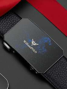 WilliamPOLO 星空图案搭扣超细纤维皮革腰带，男士可调节自动搭扣商务休闲腰带 - 槍色 - 查看 1