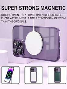 1 chiếc - Ốp lưng bảo vệ bằng acrylic trong suốt màu tím có nam châm, phù hợp với 11/12/13/14/15/16 Pro Max Plus/17 Pro Max - Hỗ trợ sạc không dây, siêu mỏng, có chân đế nam châm, chống nước, chống sốc, chống rơi, chống trầy xước. Phụ kiện điện thoại, tương thích với các loại ốp lưng điện thoại khác. - Màu tím - Xem 2