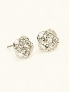 1 par de pendientes pequeños retro casuales y elegantes, estilo coreano/japonés, estética de nicho - Plateado - Ver 2