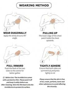 1/2/4Pcs Invisible Wedding Bra With Front Closure| Reusable Silicone Nipple Pasties For Backless Dresses| Strapless Self-Adhesive Breast Petals For Party & Evening Gown - Nhiều màu - Xem 11