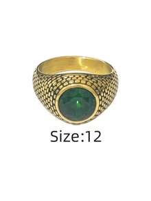 1枚复古风格金色锆石圆点男士戒指，316不锈钢材质，18K真空镀层，防水，防褪色，低过敏性，适合休闲、商务、晚宴等场合佩戴。 - 金色 - 查看 25