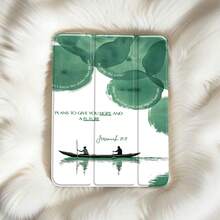Minimalist Boat And Lotus Aesthetic Bible Verse Background Stylish Transparent Tablet Case| TPU Material, Foldable, Adjustable Stand, Card Slot, Automatic Sleep/Wake Function, Compatible With 10/11/9 Mini Air 4/8/7/6/5/Pro Series.Holiday Accessories.Cute Tablet Case. - Nhiều màu - Xem 2