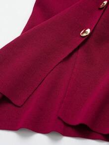 Gilet casual in maglia rosso con decorazione a bottoni dorati per donna - Rosso - Visualizzare 4