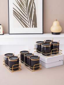 Bộ 1 hũ đựng gia vị, muối, bột ngọt, thích hợp cho tiệc cưới, sinh nhật, tốt nghiệp, lễ hội. - màu đen - Xem 6