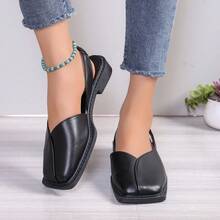 2026年夏季新款方头平底凉鞋（女款） - 黑色 - 查看 3