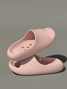 Women's Waterproof Bathroom Slippers, Summer Breathable EVA Lightweight Thick Sole Minimalist Versatile Couple Flat Sandals - Pink - View 5